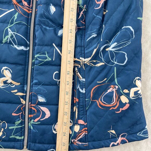 CJ Banks Womens Blue Botanical Floral Print Quilted Full Zip Puffer Vest Size 1X - Picture 6 of 7
